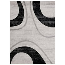 SAFAVIEH Skyler Georgene Geometric Area Rug, Ivory Grey/Black, 4' x 6'