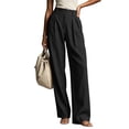 thumbnail image 2 of Oiangi Womens Dress Pants High Waisted Button Pleated Work Pant Fall Casual Business Straight Leg Trousers with Pockets Black M, 2 of 9