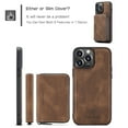 thumbnail image 4 of SaniMore Case for iPhone 14 Pro 6.1", PU Leather Case Detachable Magnetic Zipper Wallet Card Slots Kickstand Wireless Charging Anti-drop Shockproof 360° Protection Case, Brown, 4 of 10