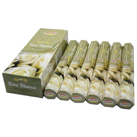 - Govinda® Incense - Rosa Blanca (White Rose) - 120 Incense Sticks, Premium Inc...