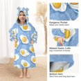 thumbnail image 3 of FORMRS Wearable Blanket Hoodie with Sleeves for Kids Cozy Flannel Sweatshirt, Playful Fried Eggs, 3 of 7