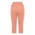 thumbnail image 5 of Wutalume Women's High Waist Side Slit Capri Pants with Pockets Elastic Wide Leg Casual Loose Fit Summer Beach Trousers,Watermelon Red M, 5 of 6