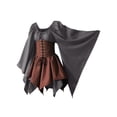 thumbnail image 3 of Xuanfei Women Scoop Neck Contrast Color Ruched Flare Sleeve Irregular Hem Dress, 3 of 4