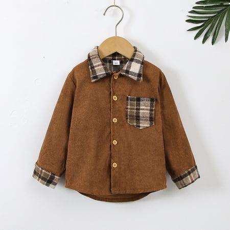 

FZM Christmas Kids Toddler Baby Girls Boys Autumn Pocket Winter Plaid Cotton Long Sleeve Coat Jacket Clothes