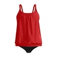 thumbnail image 4 of Caqnni Tankini Swimsuits for Women Two Piece Bathing Suits Tummy Control Long Torso Tank Tops with Shorts Tankini Swimwear (XL,Red), 4 of 4