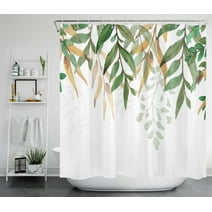 HVEST Nature Plant Shower Curtain Watercolor Green Leaves Shower Curtain for Bathroom,Bath Accessories Polyester Waterproof Durable Fabric curtain with Hooks,72x78 Inches