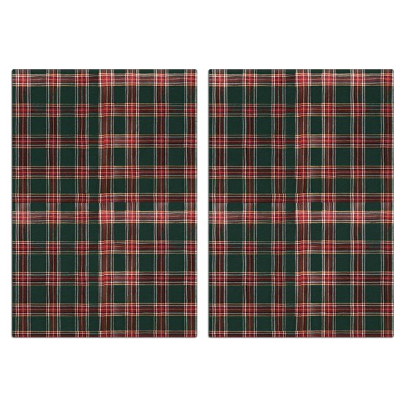 2 Pcs Funny Kitchen Towels,Green and Red Christmas Plaid Pattern Microfiber Dish Towels,Kitchen Tea Towels,Kitchen Towel Set (18" X 26")