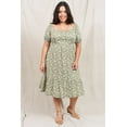 thumbnail image 6 of Paisley Ditsy Floral Square Neck Ruffle Hem Midi Dress | S-3X, 6 of 14