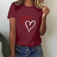 thumbnail image 4 of Hyknon Plus Size Tops for Women Fashion Crewneck Short Sleeve Loose Solid Color Pullover Going out Tops Spring Summer Valentine's Day Love Heart Printed Shirts, 4 of 5