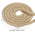 thumbnail image 2 of Uxcell Natural Twisted Cotton Rope 3 Strand Thick Cotton Rope Tug 0.98" x 49.21ft Brown, 2 of 7