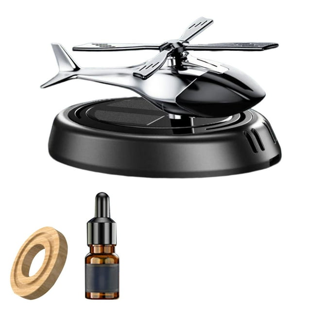 Helicóptero de aire solar para coche, coche de aire de aleación de aluminio, regalo, silencioso, portátil, para oficina y hogar. Negro