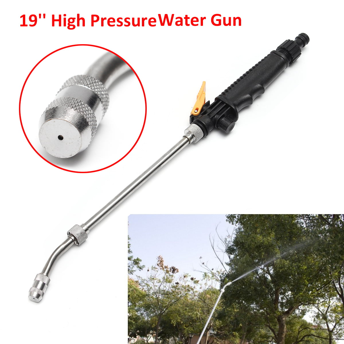 19" High Pressure Power Washer Spray Nozzle Water Gun Hose Wand Garden Tool TK 