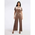 thumbnail image 2 of Sofia by Sofia Vergara Women's and Women's Plus Size Velvet Wide Leg Pants, 32" Inseam, Sizes XS-4X, 2 of 4