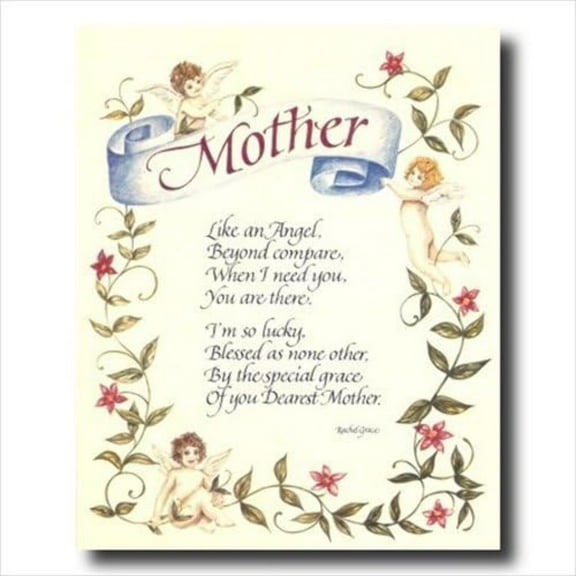 Mother Angel Poem Motto Flower Wall Picture Art Print