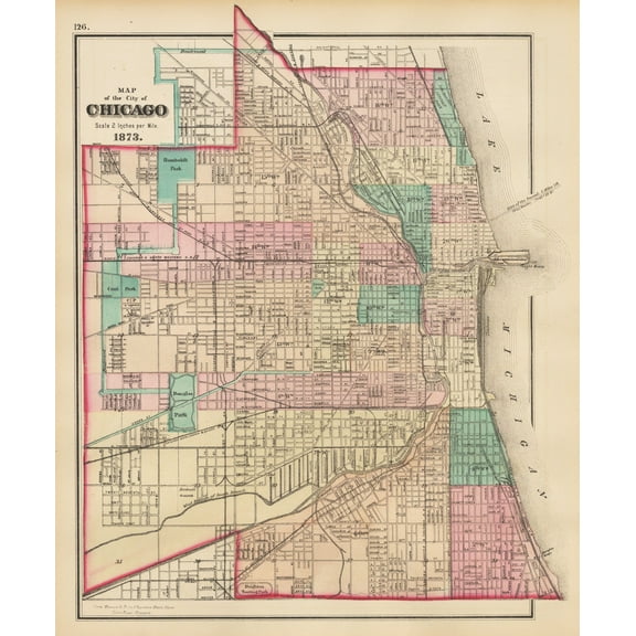 1873 Map of the City of Chicago