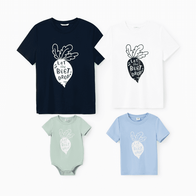 PatPat T-shirt Graphique Betterave à Manches Courtes et Col Rond Assorti pour la Famille avec Texte Imprimé
