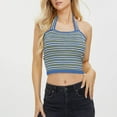 thumbnail image 2 of Womens Tank Tops Casual Sevevn Womens Striped Halter Tops Cute Summer Slim Fit Sleeveless Open Back Camisole Crop Tops for Teens Y2k Trendy Tank Top, 2 of 9