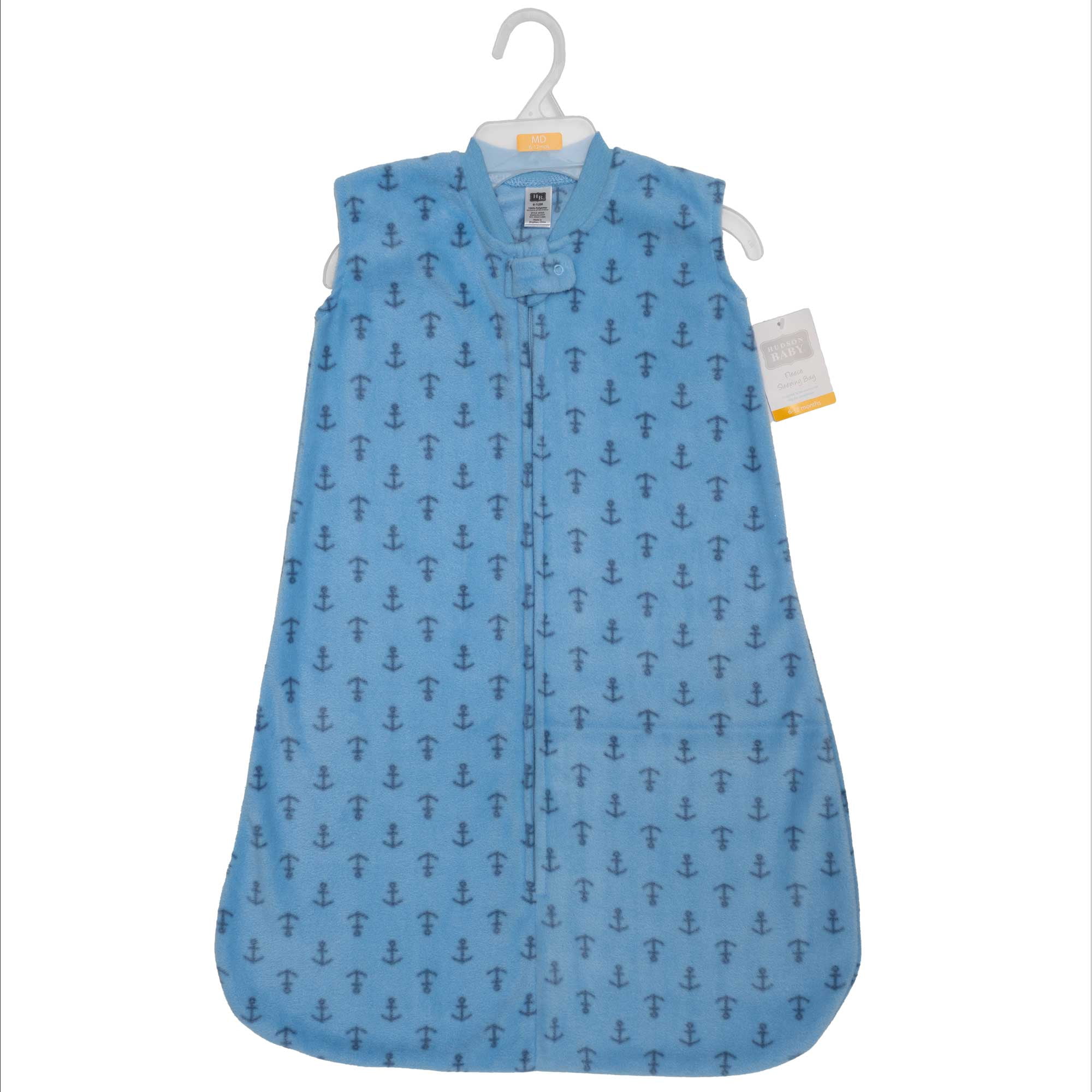 Hudson Baby Infant Boys Fleece Sleeping Bag, Sack, Blanket, Blue Anchor, 0-6 Months