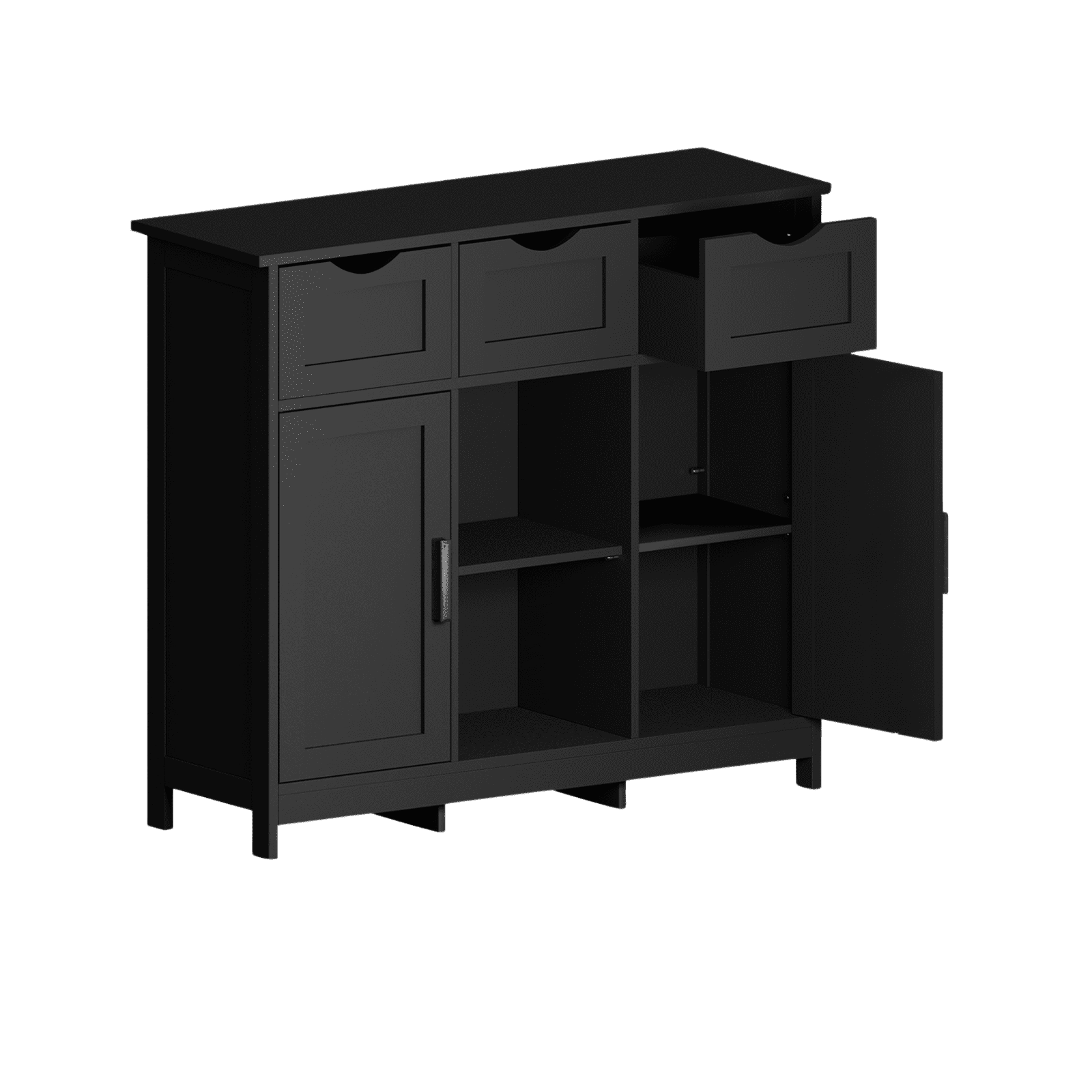 Homy Casa Accent Cabinet with Drawers and Shelves, Wooden Storage Cabinet for Living Room, Bedroom,Black