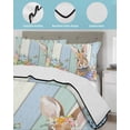thumbnail image 3 of Quilt King Size Bedding Set, Easter Reversible Summer Quilt 3 Pieces, Spring Bunny Colorful Floral Eggs Wooden Plank Lightweight Bedspreads Coverlets with 2 Pillow Shams for All Seasons, 3 of 5