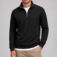 thumbnail image 6 of JULMCOMO Quarter Zip Pullover Sweatshirt for Men Solid Color Stand Collar Long Sleeve Casual Athletic Tops for Fall Winter Black 3XL, 6 of 8