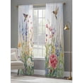 thumbnail image 4 of Spring Floral Sheer Curtains 84 Inch Length 2 Panels Set, Botanical Blossom Seasonal Wildflower Voile Window Treatment Rod Pocket Curtains Sheers Drapes for Bedroom/Living Room/Kitchen 52"x84"x2, 4 of 7
