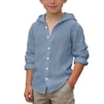 thumbnail image 3 of Shadoumai Boys Linen Shirt Hoodie Button Down Henley Long Sleeve Casual Dress Summer Beach T Shirts Top, 3 of 6