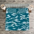 thumbnail image 3 of Ambesonne Blue Quilted Bedspread Set 3 Pcs, Camouflage Oceanic Colors, King Size, Slate Blue Pale Blue, 3 of 3