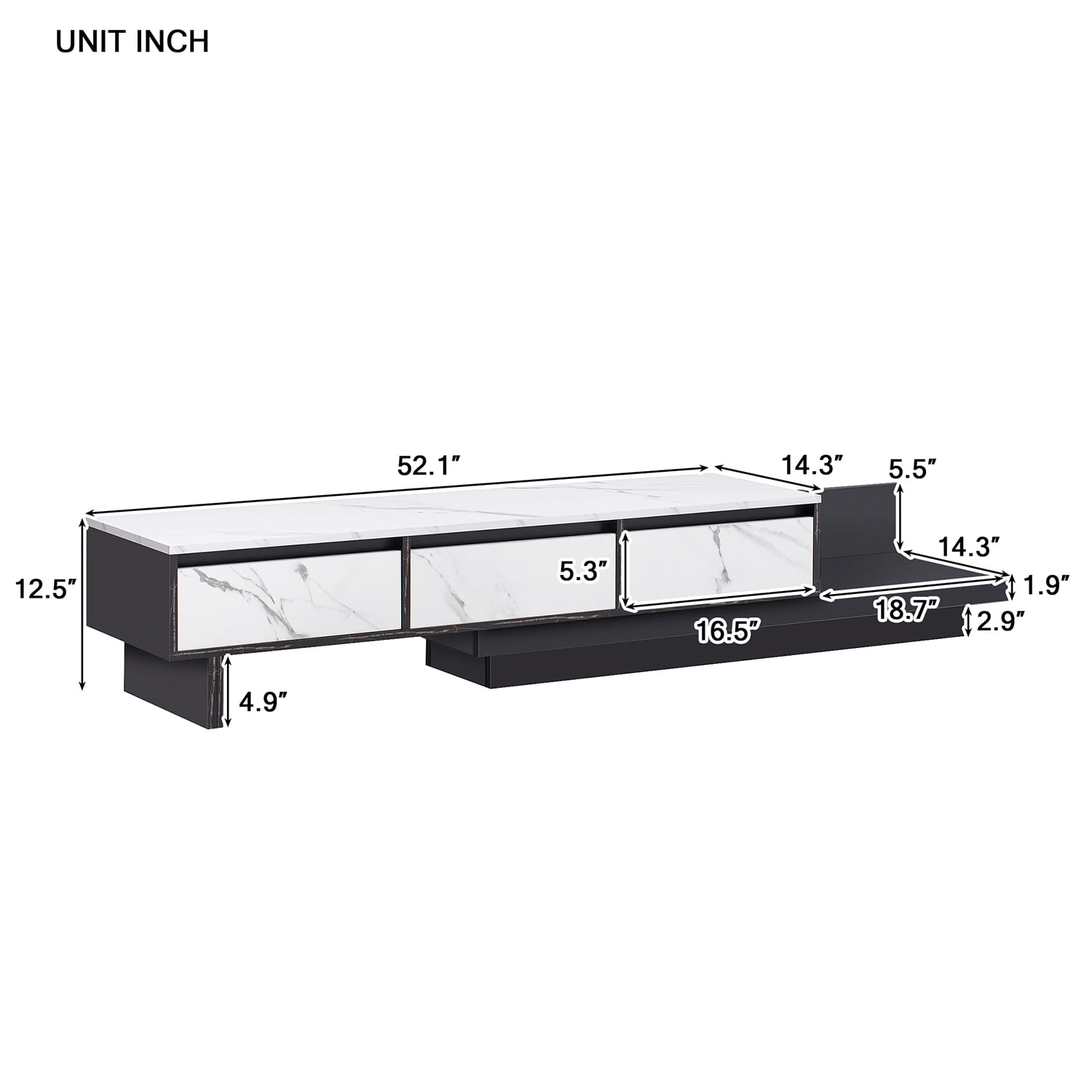 Kadyn TV Cabinet, Entertainment Center TV Console with 3-Drawer, Particle Board TV Stand for Living Room, White