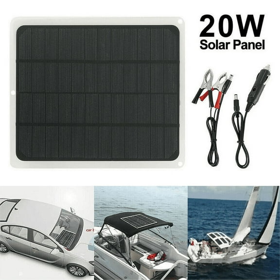 20W Solar Panel 12V Trickle Charge Battery Charger Maintainer Marine RV Car T-IT