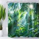 thumbnail image 2 of Cortina de ducha con ganchos de bosque de jungla, 180 x 200 cm, cortina de baño con hojas de plátano verde y plantas tropicales, resistente al agua, a prueba de moho, cortina de tela de, 2 of 4
