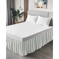 thumbnail image 4 of Sage Green Stripe Wrap Around Bed Skirts for California King Bed 16" Drop,Bed Skirt with Adjustable Elastic Belt Dust Ruffle Bed Valance Geometric Grey White Vertical Striped Bed Frame Cover, 4 of 7