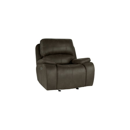 New Classic Furniture Brookings Fabric Power Glider Recliner in Brown