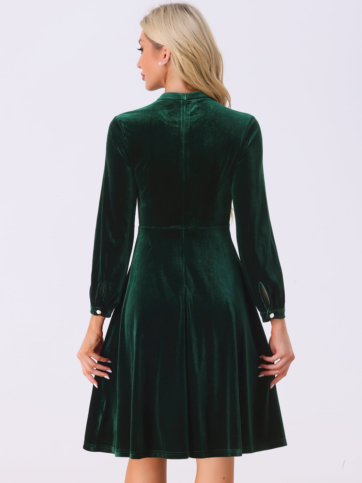 DARING DIVA Button Front Ruffle Vintage Flared Dress S Dark Green