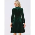 thumbnail image 3 of DARING DIVA Button Front Ruffle Velvet Dress S Dark Green, 3 of 6