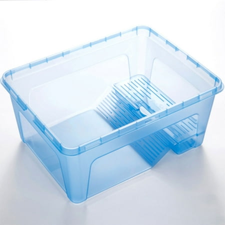 - Plastic Turtle Feeding Box Terrapin Food Bowl with Detachable Bask Platform