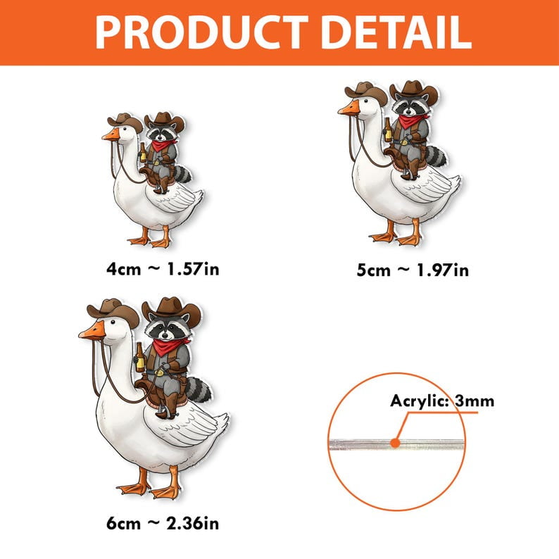 ViciArt Cowboy Raccoon Goose Badge Reel, Acrylic Retractable ID Holder, Western Animal Nurse Clip