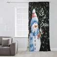 thumbnail image 3 of Christmas Snowman Semi Sheer Curtains Drapes for Living Room,Bedroom,French Doors Window 108 Inches Long,Xmas Birds Winter Snowflake Classic Black Rod Pocket Chiffon Curtain Drapery Voile Panel, 3 of 6