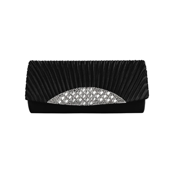 Vangoddy Women's Anna Diamante Pleated Satin Clutch Purse