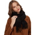 thumbnail image 1 of Bufanda mujer cálida otoño algodón liso con borlas/flecos, colores lisos y cuadros pashmina xl bufandas estola, 1 of 5