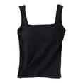 thumbnail image 2 of Women Light Stretch Camisole Detachable Included Adjustable Thin Straps Sleeveless Shirts for Office Workout Resting Time Tall Women Long Length Cami (Black,XL), 2 of 7