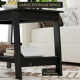 thumbnail image 2 of OUYAWEI 2-Tier 31.49Inch Coffee Table for Living Room, Industrial Coffee Table with Storage Shelf,Farmhouse Center Table,Rectangle Wood and Stable,Space Saving Easy Assembly,Black, 2 of 8