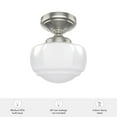 thumbnail image 5 of Hunter - Saddle Creek 1-light Brushed Nickel, Small Flush Mount Light, Dimmable, Schoolhouse Style, Schoolhouse Shaped, for Bedrooms, Dining, Living Rooms - 19048, 5 of 5