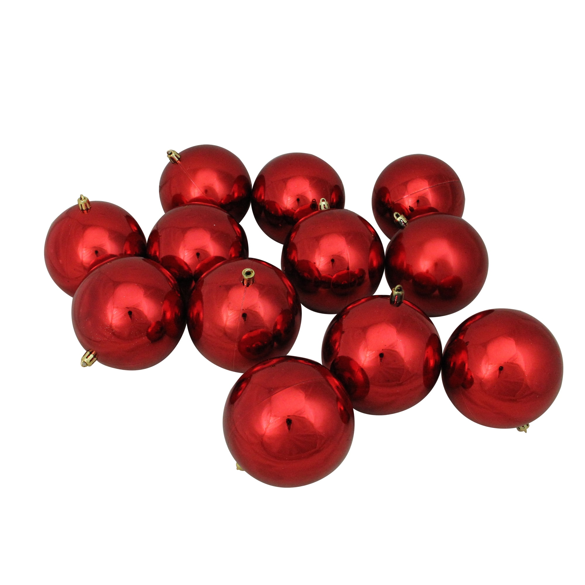 12ct Shiny Red Hot Shatterproof Christmas Ball Ornaments 4 ...