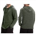 thumbnail image 3 of Camiseta Informal de Larga con Capucha y Botones para Hombre, Otoño e Invierno 2025, con Cordón Ajustable. Verde XXL, 3 of 6