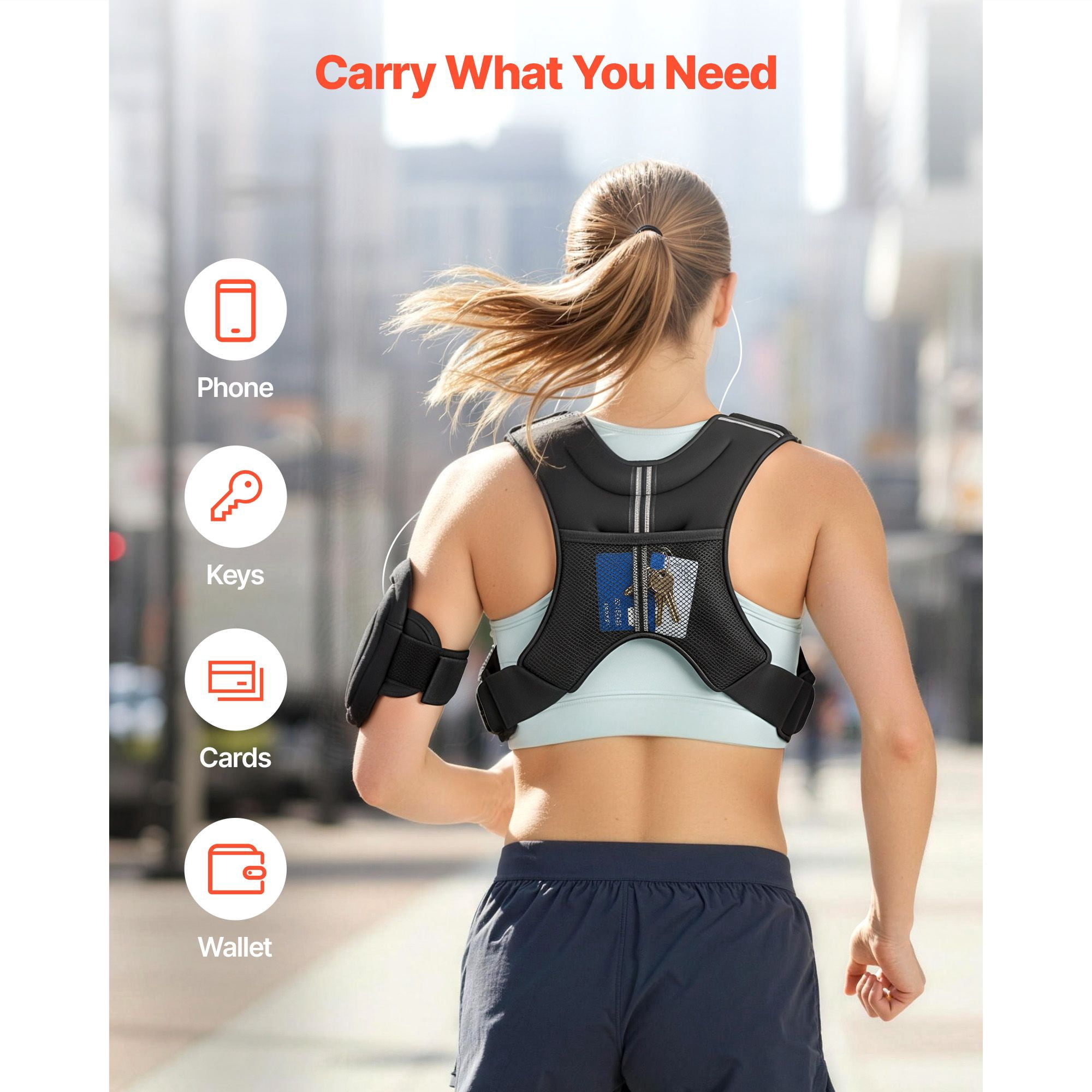 Weighted Vest 6 lbs Adjustable Reflective Stripe Body Weight Vest Men Women Strength Training Running Fitness