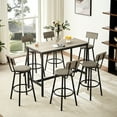 thumbnail image 2 of 7 Piece Industrial Pub High Dining - Rustic Grey. 47.2"l X 23.6"w 35.4"h Table & 6 Pu Leather Bar Chairs. Strong Construction, Easy To Clean Grey And Chair . Strong, Stable, Ergonomic Design, 2 of 7