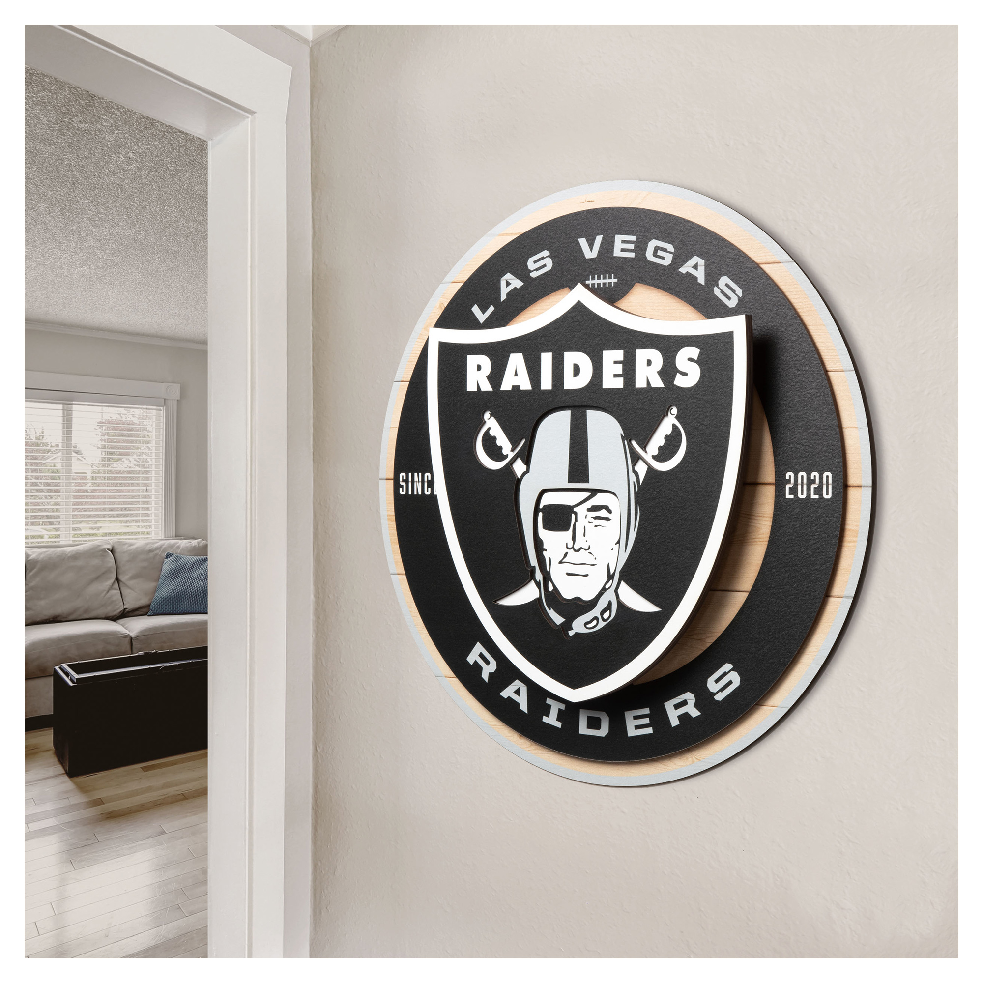 IDNA Las Vegas Raiders 15" x 15" 3DX Logo Circle Backer Wall Art