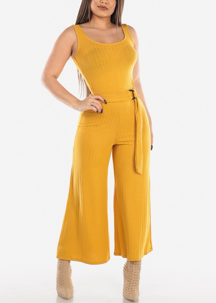 mustard ribbed jumpsuit