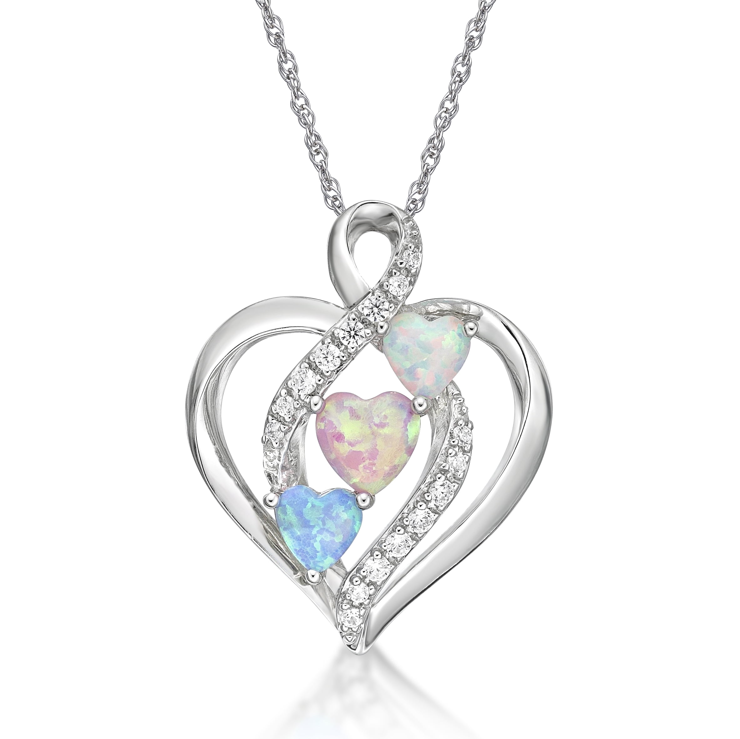 Brilliance Fine Jewelry 925 Sterling Silver Lab Created Blue, Pink and